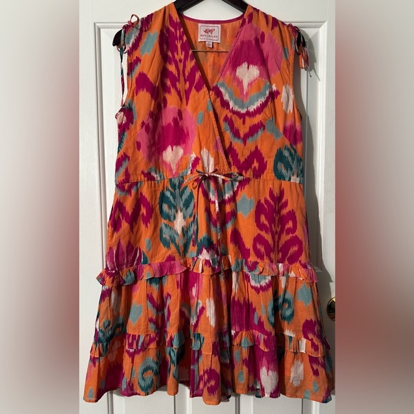 BANJANAN [Revolve] Becca Ikat Dress in Spice SMALL 100% Cotton Sleeveless Tiered - Picture 3 of 16